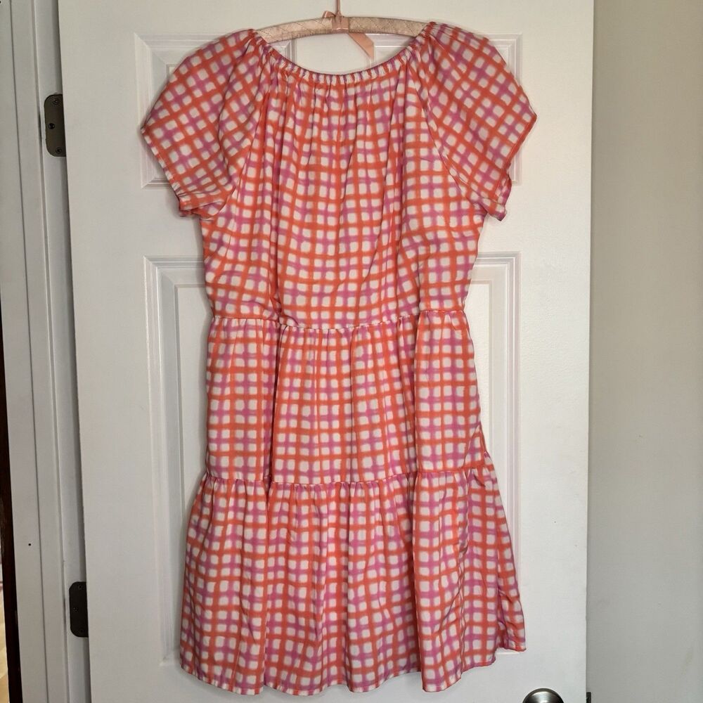 Thml Women’s Pink Gigi Mini Dress Tiered With Tassels Gingham Size Medium - Picture 5 of 6